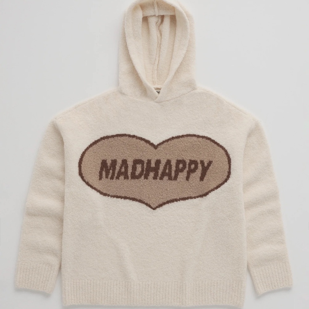 Madhappy Cream Hoodie with Brown Heart Logo